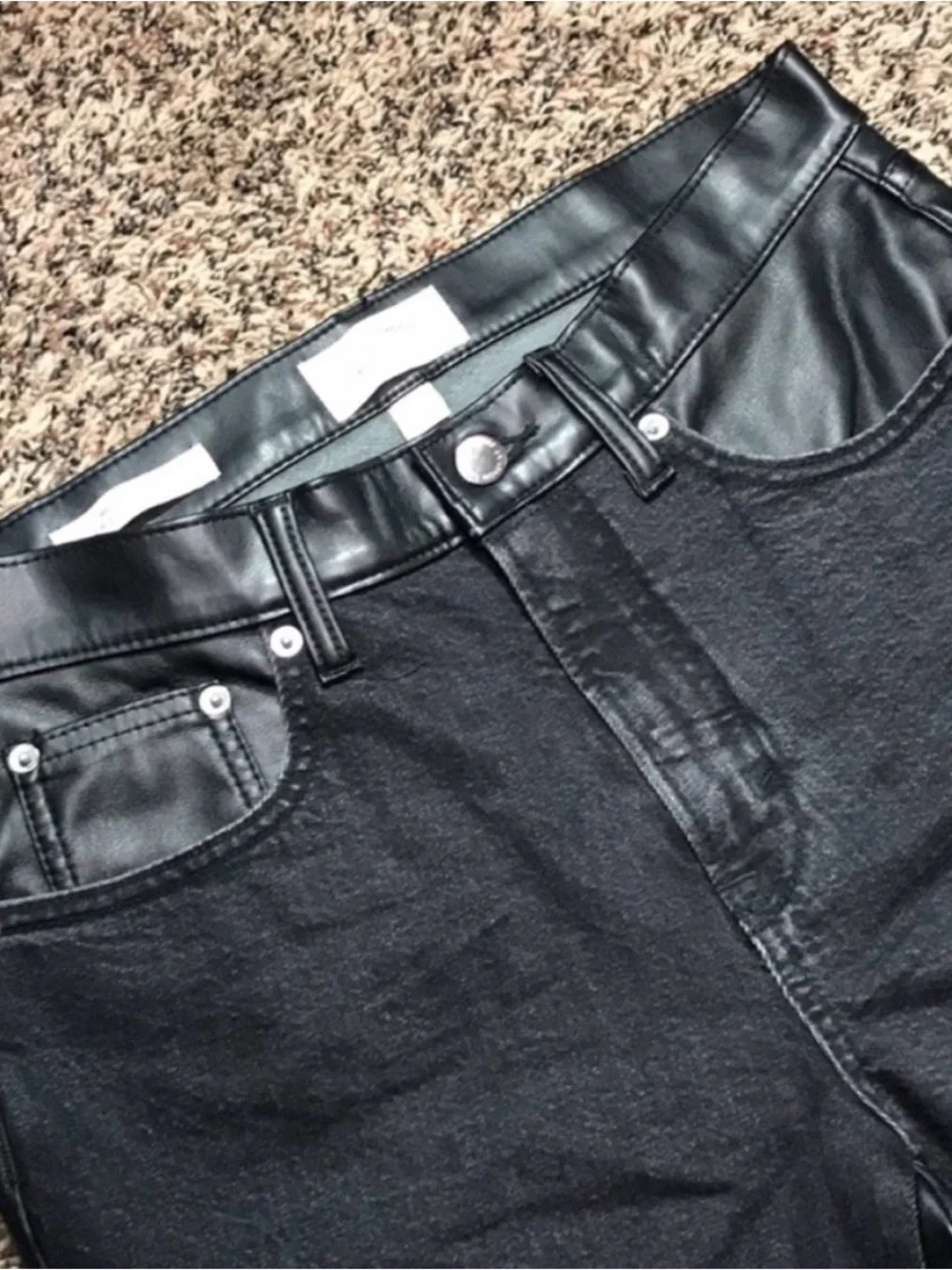 Universal Thread Dual Fabric High-Rise Slim Straight Jeans with Faux Leather